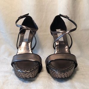 Stella McCartney dark metallic ankle strap heels
